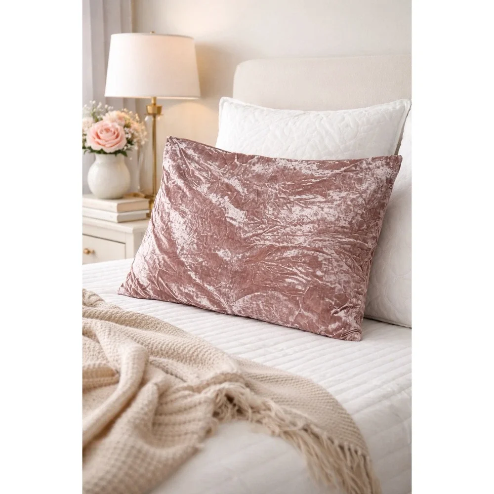 West Elm Crushed Velvet Pillow Sham Dusty Rose Pink 20x26‎ Standard 1672273R